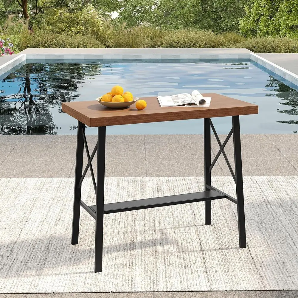 Outdoor Counter Height Patio Dining Table - Walnut Finish for Garden, Backyard, and Poolside
Outdoor Counter Height Patio Dining Table - Walnut Finish for Garden, Backyard, and Poolside