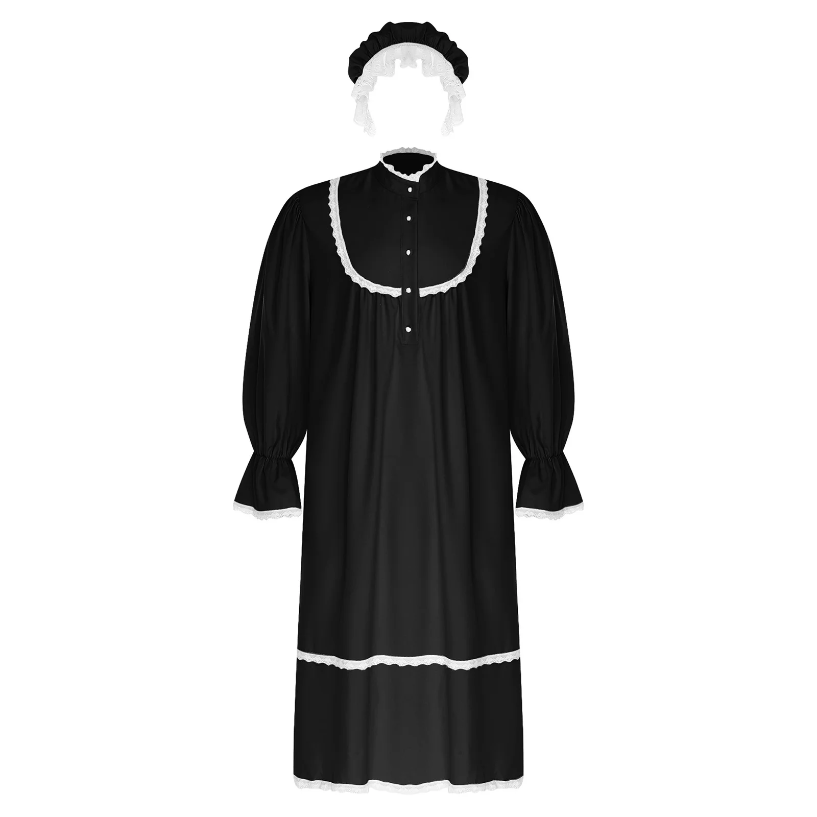 Men Vintage Victorian Style Nightgown Pajamas Party Sleeping Robe with Hat Outfit Long Sleeve Ruffled Cuffs Lace Trim Nightdress
Men Vintage Victorian Style Nightgown Pajamas Party Sleeping Robe with Hat Outfit Long Sleeve Ruffled Cuffs Lace Trim Nightdress