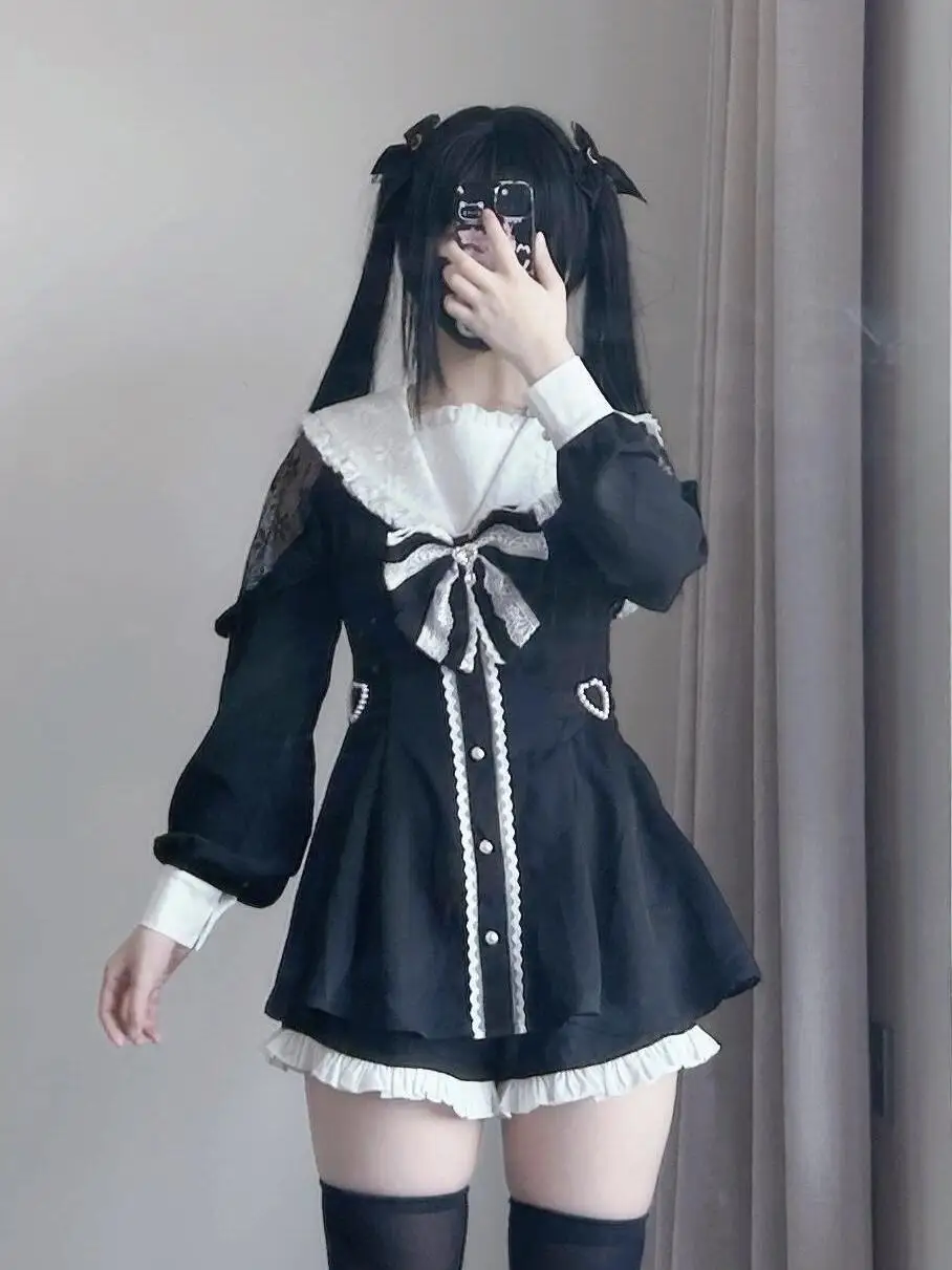 Одежда в стиле кавайной Лолиты в консервативном стиле, лоскутные кружевные топы с матросским воротником + юбки, женский костюм с рюшами Jk, эстетические комплекты из двух предметов Y2k
Одежда в стиле кавайной Лолиты в консервативном стиле, лоскутные кружевные топы с матросским воротником + юбки, женский костюм с рюшами Jk, эстетические комплекты из двух предметов Y2k