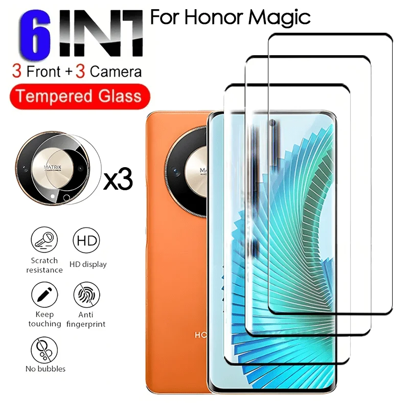 6in1 for Honor Magic 5/6/7,5/6/7/8Pro,5/6/7Lite 3 Pcs HD Glass Screen Protectors + 3 Pcs Lens Protectors, Wear-Resistant Surface
6in1 for Honor Magic 5/6/7,5/6/7/8Pro,5/6/7Lite 3 Pcs HD Glass Screen Protectors + 3 Pcs Lens Protectors, Wear-Resistant Surface