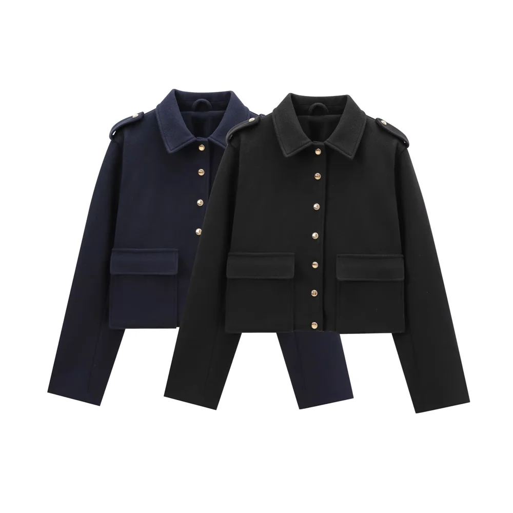 ZARF2024 autumn new women's clothing high-end temperament loose casual navy blue gold button navy style short high waist jacket
ZARF2024 autumn new women's clothing high-end temperament loose casual navy blue gold button navy style short high waist jacket