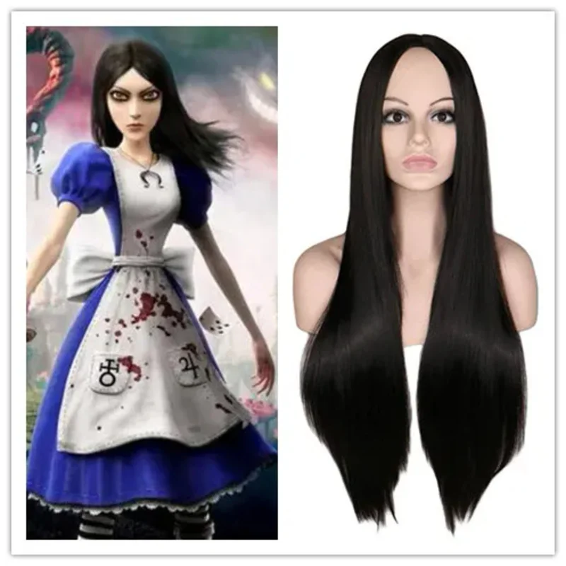 Game Alice Madness Returns Cosplay Costume Halloween Synthetic Wigs For Women anime Girls party Black Straight Wigs Free wig cap
Game Alice Madness Returns Cosplay Costume Halloween Synthetic Wigs For Women anime Girls party Black Straight Wigs Free wig cap