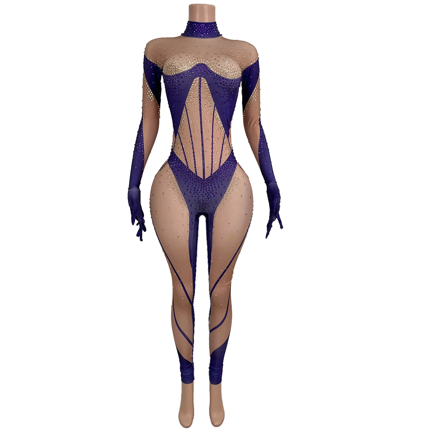 Sexy Long Sleeves Spandex One Piece Jumpsuit Women Performance Bodysuit Festival Costumes Pole Dance Leotard Skinny Club Rompers 
Sexy Long Sleeves Spandex One Piece Jumpsuit Women Performance Bodysuit Festival Costumes Pole Dance Leotard Skinny Club Rompers