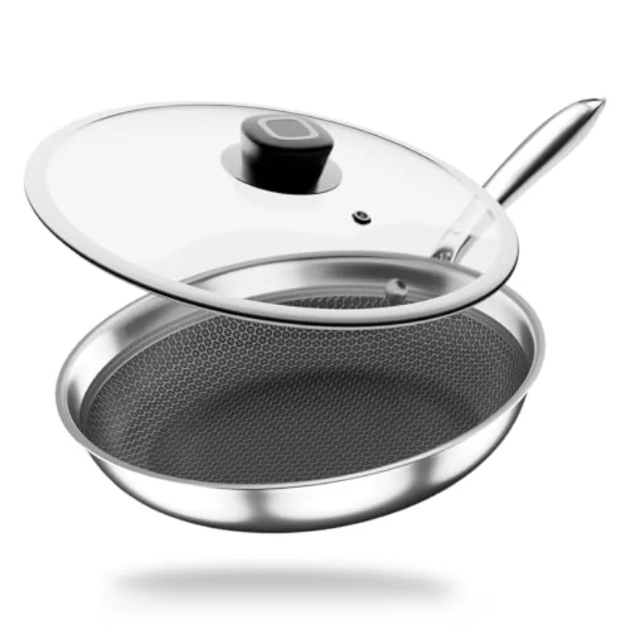 ™ 9" Inch Hexagon Surface Hybrid Stainless Steel Frying Pan with Glass Lid Oven and Dishwasher Safe Non-Toxic PFOA Free Compati
™ 9" Inch Hexagon Surface Hybrid Stainless Steel Frying Pan with Glass Lid Oven and Dishwasher Safe Non-Toxic PFOA Free Compati