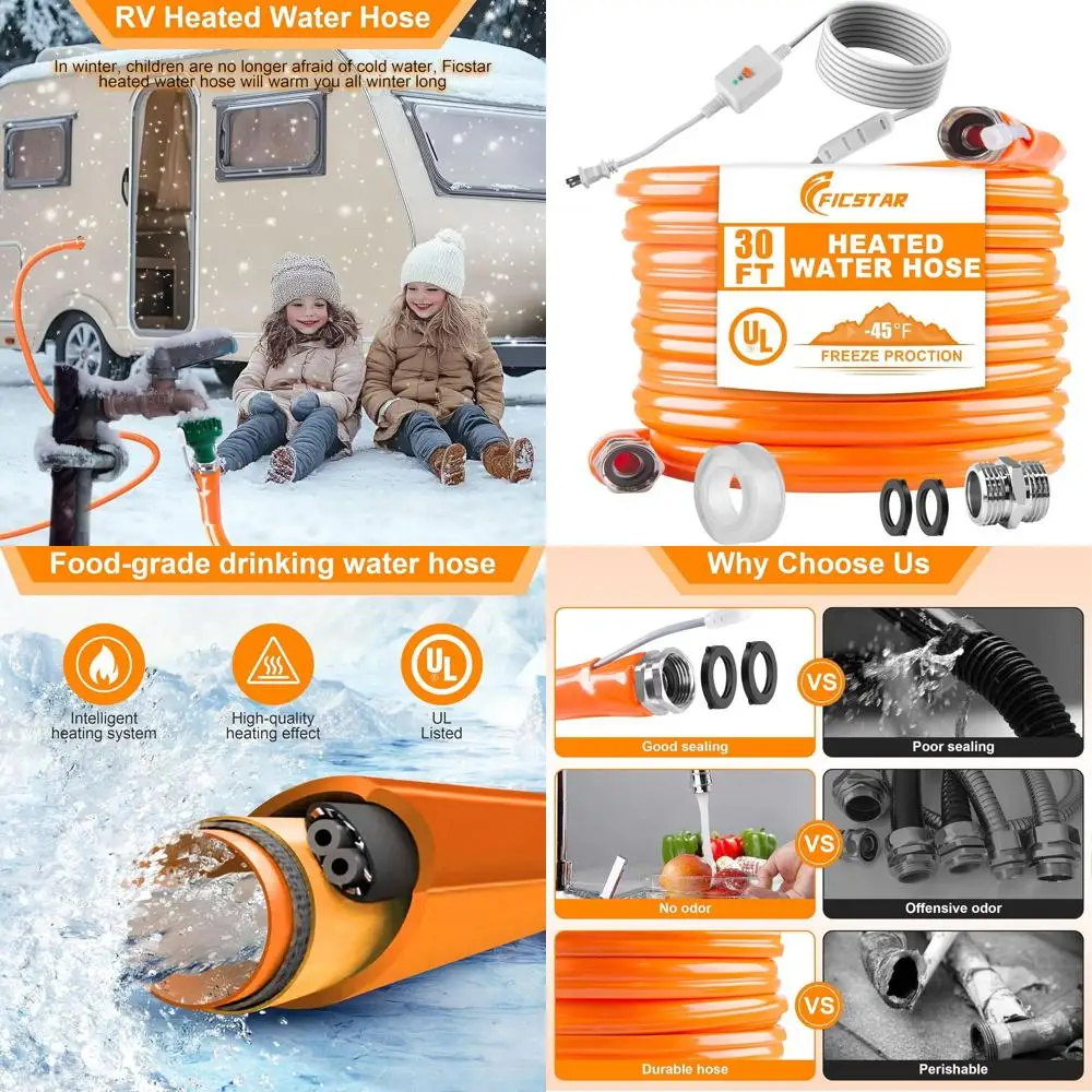 30FT Heated Water Hose for RV, Heated Drinking Water Hose Antifreeze to -45°F, 5/8" I.D. with 3/4" GHT Adapter, Lead and BPA Fre
30FT Heated Water Hose for RV, Heated Drinking Water Hose Antifreeze to -45°F, 5/8" I.D. with 3/4" GHT Adapter, Lead and BPA Fre