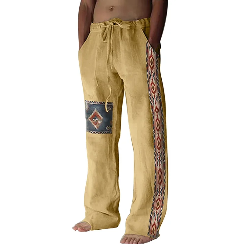 Summer Beach Breathable Loose Pants Men Vintage Boho Graphic Print Straight Pants Casual Drawstring Tie-up Mens Straight Trouser
Summer Beach Breathable Loose Pants Men Vintage Boho Graphic Print Straight Pants Casual Drawstring Tie-up Mens Straight Trouser