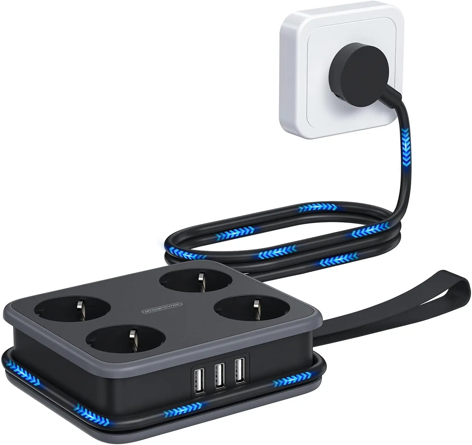 NTONPOWER EU Plug Power Strip 4 AC Outlets 3 USB Ports Extension Cord Multiple Sockets Surge Protector Network filter socket
NTONPOWER EU Plug Power Strip 4 AC Outlets 3 USB Ports Extension Cord Multiple Sockets Surge Protector Network filter socket