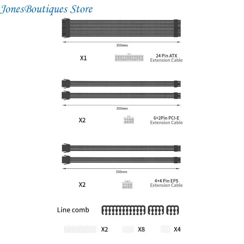 ATX24Pin Power Extension Cables,1x24Pin/2x8Pin(4+4) /CPU 2x8Pin(6P+2P) PCIE Cable Management Combs Enhances Stability W8KE
ATX24Pin Power Extension Cables,1x24Pin/2x8Pin(4+4) /CPU 2x8Pin(6P+2P) PCIE Cable Management Combs Enhances Stability W8KE