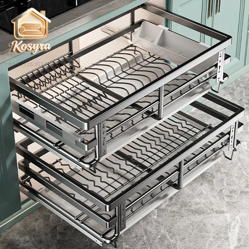 Baihan basket kitchen cabinet cupboard drawer type double layer 304 stainless carbon steel door type built-in dish rack
Baihan basket kitchen cabinet cupboard drawer type double layer 304 stainless carbon steel door type built-in dish rack