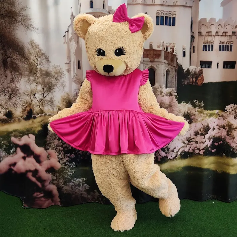 Handmade Teddy Bear Mascot Costume, Girl Bear in Pink Dress, Premium Quality Fur, Cute Bear Mascot for Events
Handmade Teddy Bear Mascot Costume, Girl Bear in Pink Dress, Premium Quality Fur, Cute Bear Mascot for Events