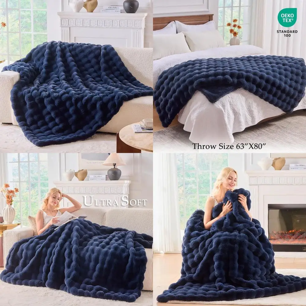 Роскошное плюшевое одеяло из искусственного меха, темно-синее, 63 x 80, 1100GSM, идеально для уютного декора гостиной и в качестве подарка для женщин.
Роскошное плюшевое одеяло из искусственного меха, темно-синее, 63 x 80, 1100GSM, идеально для уютного декора гостиной и в качестве подарка для женщин.