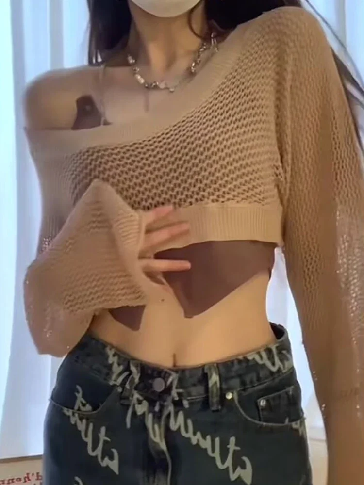 Cropped Hollow Out Long Sleeve T Shirts + Asymmetrical Tank Top Women 2024 Summer Korean Chic Y2k Two Pieces Set Aesthetic
Cropped Hollow Out Long Sleeve T Shirts + Asymmetrical Tank Top Women 2024 Summer Korean Chic Y2k Two Pieces Set Aesthetic