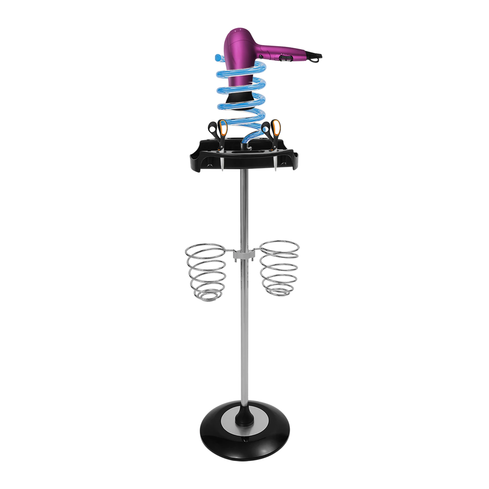 Hair Dryer Stand, Freestanding Hair Dryer Storage Rack with Tray, Hair Dryer Stand with Spiral Holders
Hair Dryer Stand, Freestanding Hair Dryer Storage Rack with Tray, Hair Dryer Stand with Spiral Holders