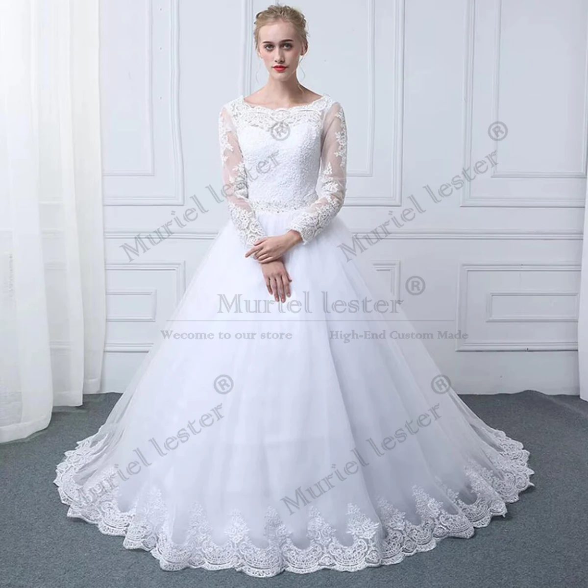 Elegant Muslim Long Sleeves White Bride Dress 2020 Lace Appliques Beading Crystals Bridal Gowns A Line Lace-up Marriage Dresses
Elegant Muslim Long Sleeves White Bride Dress 2020 Lace Appliques Beading Crystals Bridal Gowns A Line Lace-up Marriage Dresses