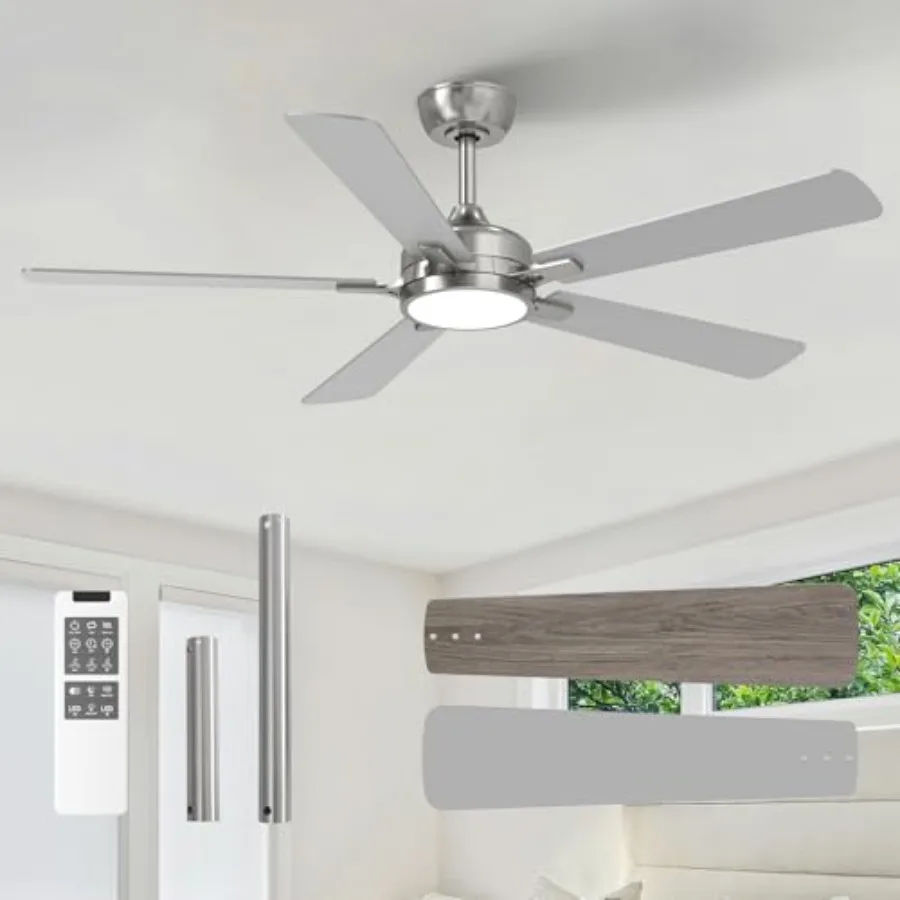 Ceiling Fans with Lights for Bedroom and Living Room, Nickel 52 Inch Modern Fan with Remote, DC Reversible Motor, Noiseless, Du
Ceiling Fans with Lights for Bedroom and Living Room, Nickel 52 Inch Modern Fan with Remote, DC Reversible Motor, Noiseless, Du