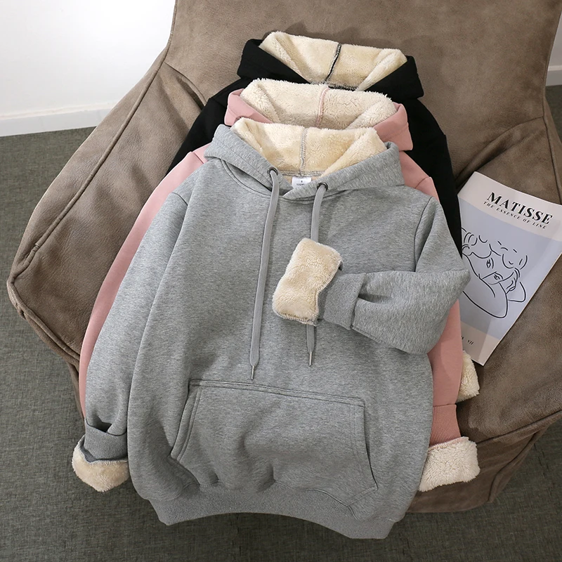 Women's Casual All-Matched Fleece Hooded Hoodies Korean Style Fall Winter Thick Warm Pullovers Simple Solid Color Sweatshirts
Women's Casual All-Matched Fleece Hooded Hoodies Korean Style Fall Winter Thick Warm Pullovers Simple Solid Color Sweatshirts