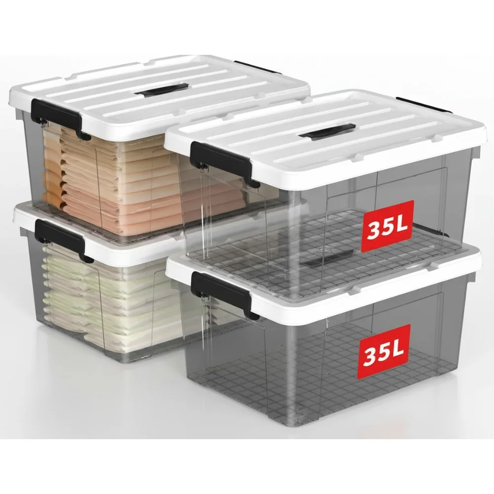 35L Storage Bins with Handle, Stackable Plastic Tote Box, Click Lock Lid for Home Organization
35L Storage Bins with Handle, Stackable Plastic Tote Box, Click Lock Lid for Home Organization