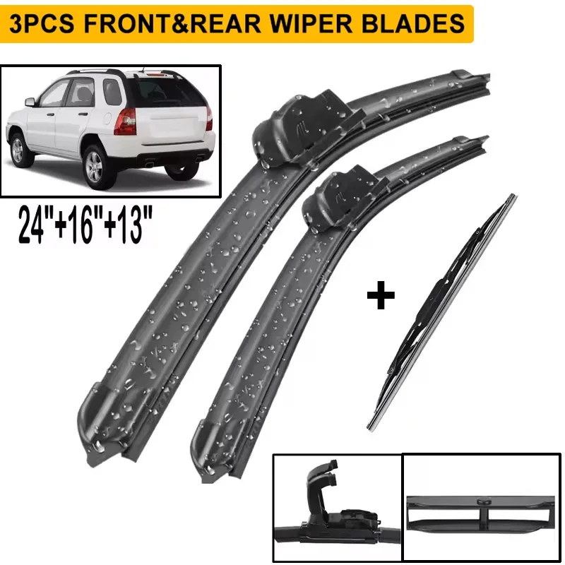 Wiper Front & Rear Wiper Blades Set Kit For KIA Sportage JE / KM 2005 - 2010 Windshield Windscreen Window 24"+16"+13"
Wiper Front & Rear Wiper Blades Set Kit For KIA Sportage JE / KM 2005 - 2010 Windshield Windscreen Window 24"+16"+13"