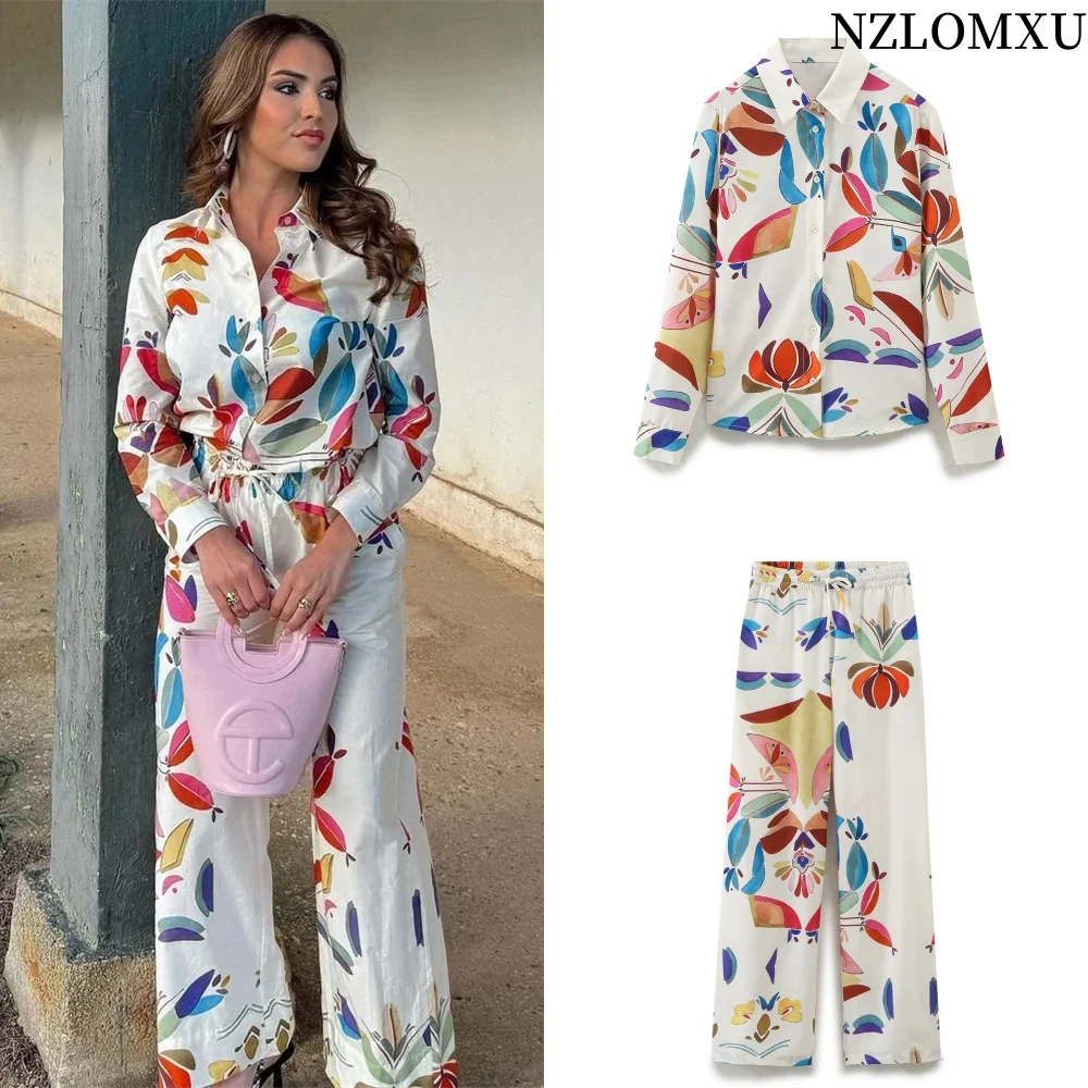 Fashion Floral Printing Long Pant Set Women Lapel Long Sleeve Blouse Straight Trouser Suits 2025 Summer Lady Chic 2 Pieces Sets
Fashion Floral Printing Long Pant Set Women Lapel Long Sleeve Blouse Straight Trouser Suits 2025 Summer Lady Chic 2 Pieces Sets