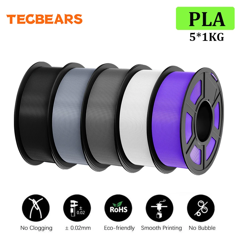 TECBEARS PLA 3D Printer Filament PLA 1.75mm 5Rolls 5KG Multi Color Vacuum Packaging No Bubble for FDM 3D Printing DIY Materials
TECBEARS PLA 3D Printer Filament PLA 1.75mm 5Rolls 5KG Multi Color Vacuum Packaging No Bubble for FDM 3D Printing DIY Materials