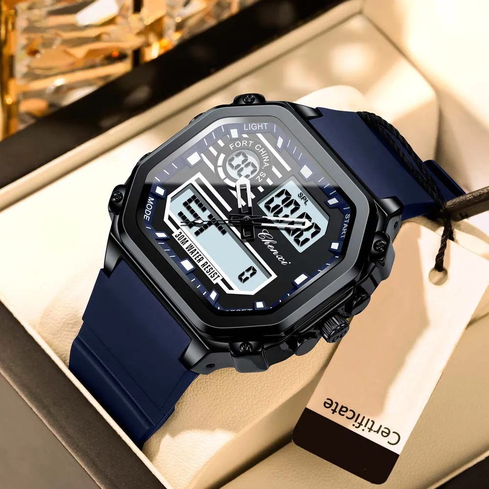 CHENXI новые мужские многофункциональные часы кварцевые электронные мужские квадратные часы водонепроницаемые спортивные часы для мужчин relojes para hombres
CHENXI новые мужские многофункциональные часы кварцевые электронные мужские квадратные часы водонепроницаемые спортивные часы для мужчин relojes para hombres