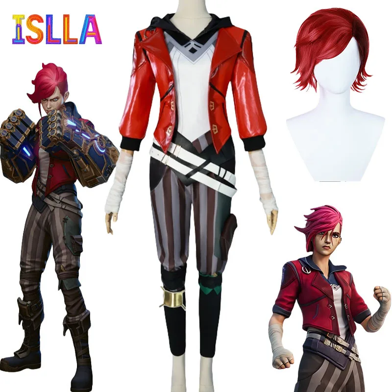 Game LOL Arcane Vi GameCosplay Costume Piltover Enforcer Outfit Vi Uniform Red Wig Suit Halloween Carnival Role Play Suit Woman
Game LOL Arcane Vi GameCosplay Costume Piltover Enforcer Outfit Vi Uniform Red Wig Suit Halloween Carnival Role Play Suit Woman