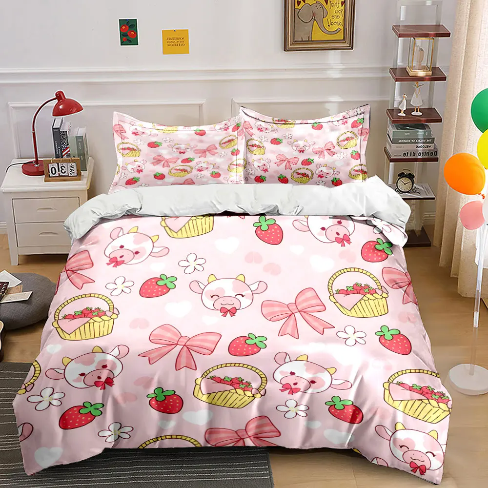 Pink Cute Cow Strawberry Pattern Print Bedding Set 1 Duvet Cover 2 Pillowcases for Adult and Children Luxury Gift Full Size
Pink Cute Cow Strawberry Pattern Print Bedding Set 1 Duvet Cover 2 Pillowcases for Adult and Children Luxury Gift Full Size