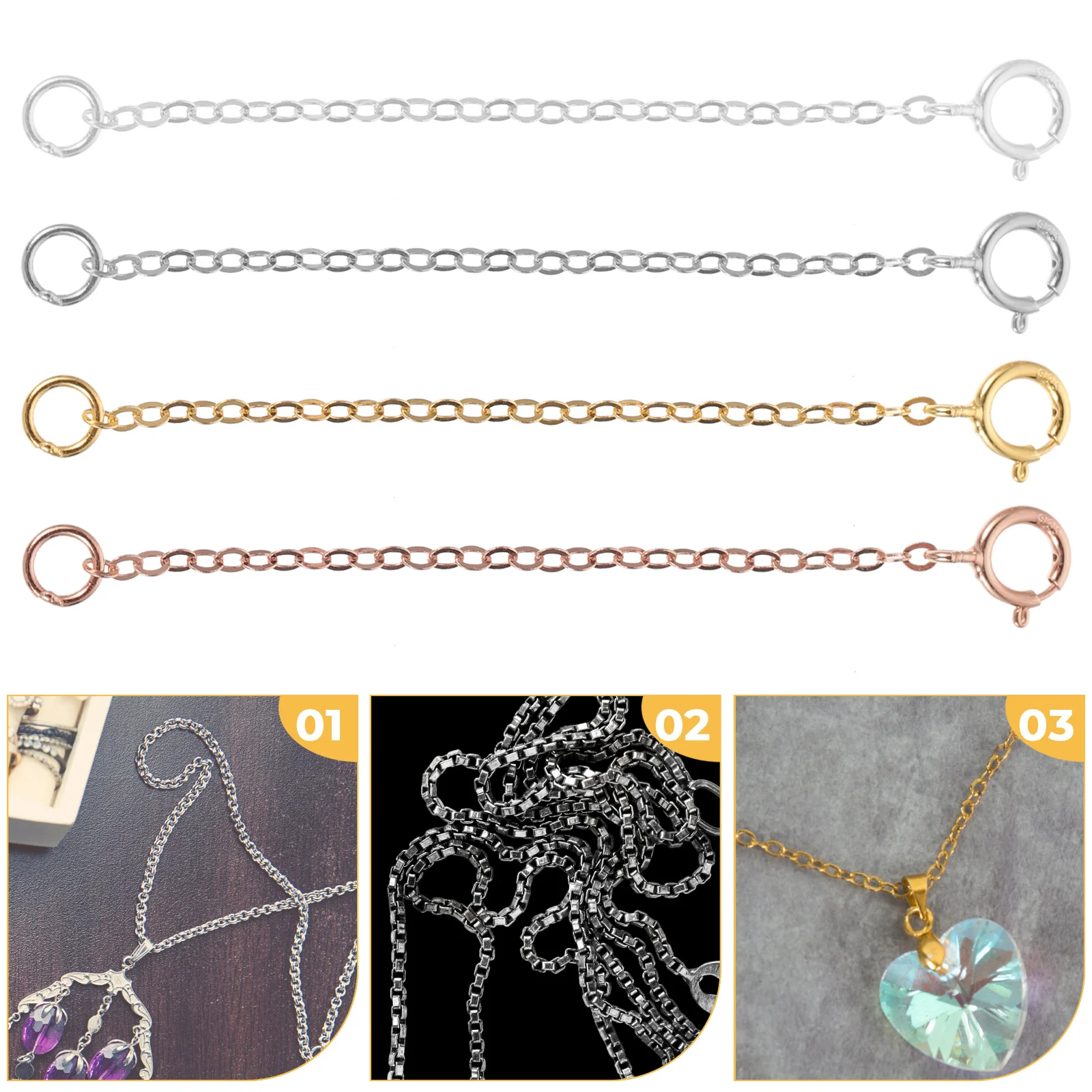 4 шт., удлинитель-цепочка, аксессуары для DIY, регулируемое ожерелье, браслет, серебряный цвет, ювелирные изделия, очаровательные расширения
4 шт., удлинитель-цепочка, аксессуары для DIY, регулируемое ожерелье, браслет, серебряный цвет, ювелирные изделия, очаровательные расширения
