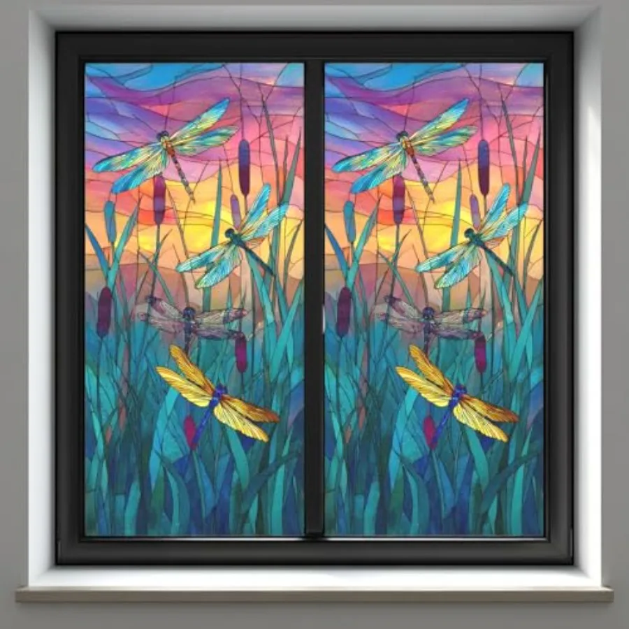 Window Privacy Film Frosted Stained Glass Dragonfly Design 17.5 x 39.4 in Static Cling Decorative Window Film for Bathroom
Window Privacy Film Frosted Stained Glass Dragonfly Design 17.5 x 39.4 in Static Cling Decorative Window Film for Bathroom