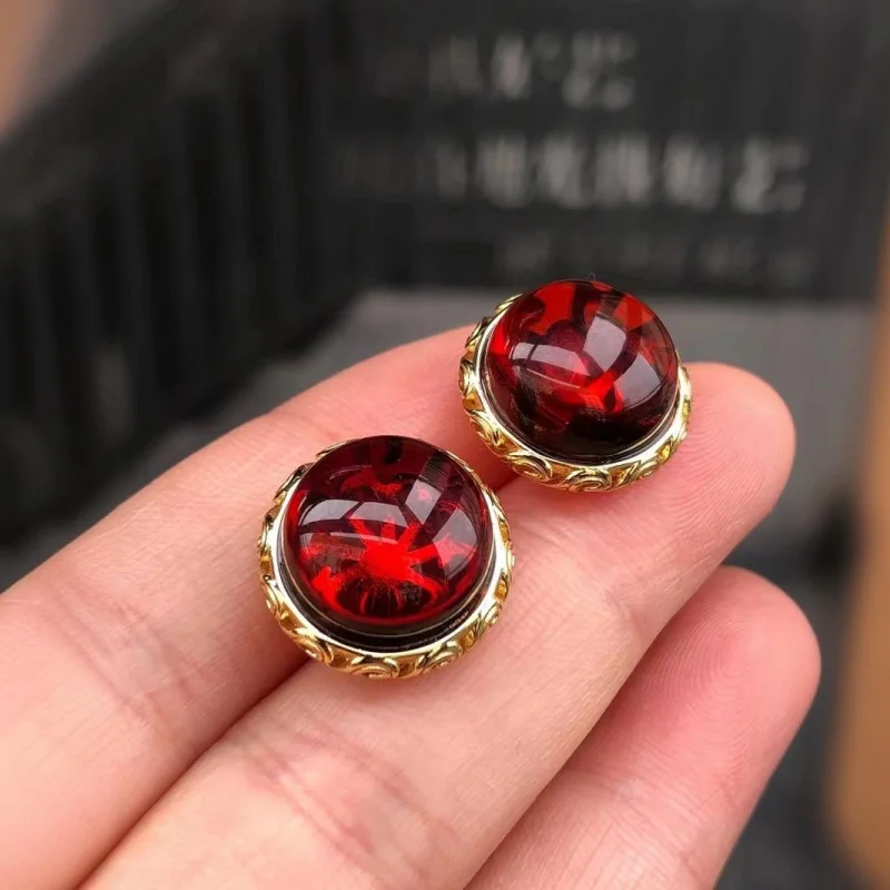 Natural Blood Amber Surface Inlaid S925 Silver Earrings Japanese and Korean Style Quality
Natural Blood Amber Surface Inlaid S925 Silver Earrings Japanese and Korean Style Quality