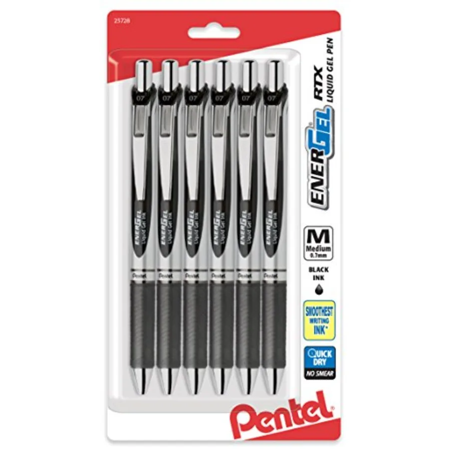 EnerGel RTX Retractable Liquid Gel Pen, 0.7mm,Medium Line, Metal Tip, Ink, Pack of 6 (BL77BP6A
EnerGel RTX Retractable Liquid Gel Pen, 0.7mm,Medium Line, Metal Tip, Ink, Pack of 6 (BL77BP6A