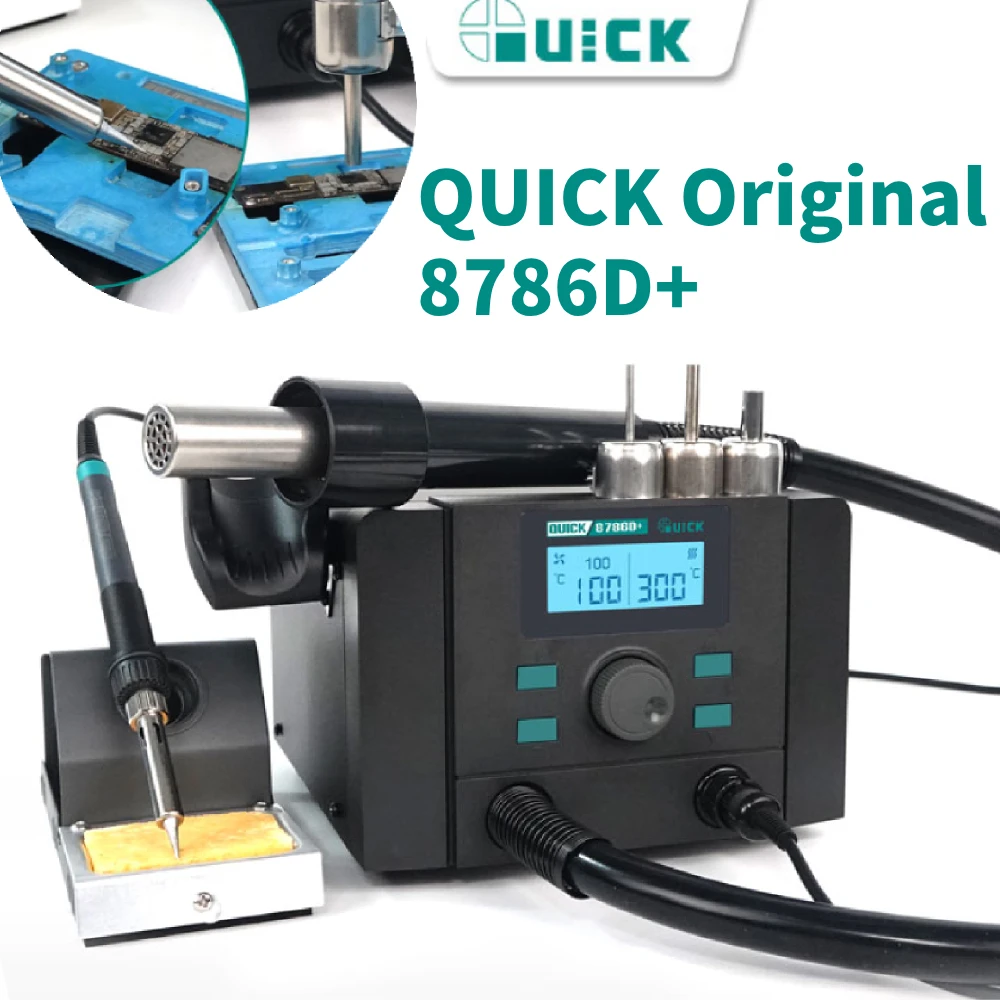 Паяльная станция Quick 8786d +, электронная паяльная станция 2 в 1 с термофеном для печатных плат, инструменты для ремонта
Паяльная станция Quick 8786d +, электронная паяльная станция 2 в 1 с термофеном для печатных плат, инструменты для ремонта