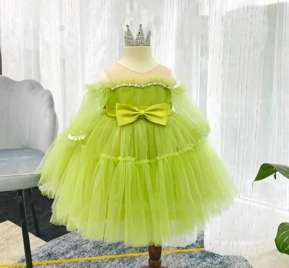 Cute Princess Birthday Gown Christmas Dress Puffy Tulle Handmade Flower Girl Dress with Long Sleeve Dresses Kids Gift
Cute Princess Birthday Gown Christmas Dress Puffy Tulle Handmade Flower Girl Dress with Long Sleeve Dresses Kids Gift