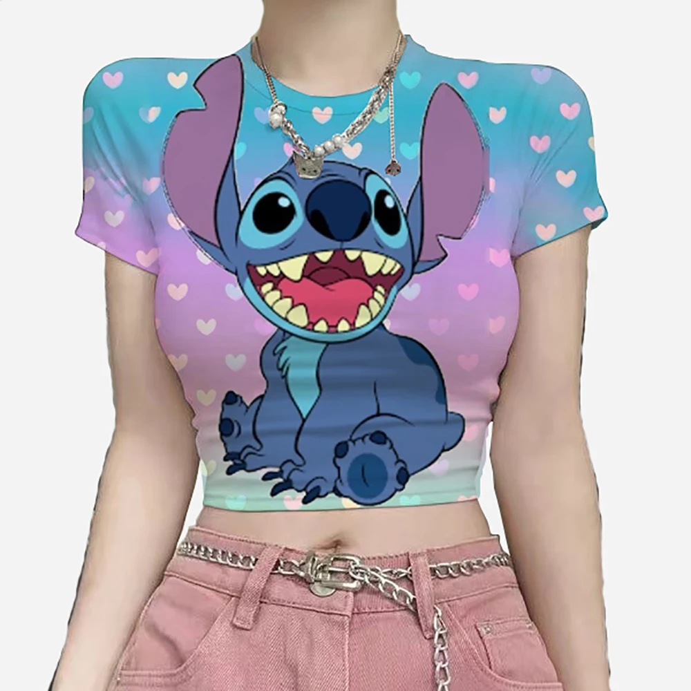 Женская футболка Y2k розовая футболка с принтом Disney Stitch, обтягивающая одежда с круглым вырезом и короткими рукавами, модный женский топ
Женская футболка Y2k розовая футболка с принтом Disney Stitch, обтягивающая одежда с круглым вырезом и короткими рукавами, модный женский топ