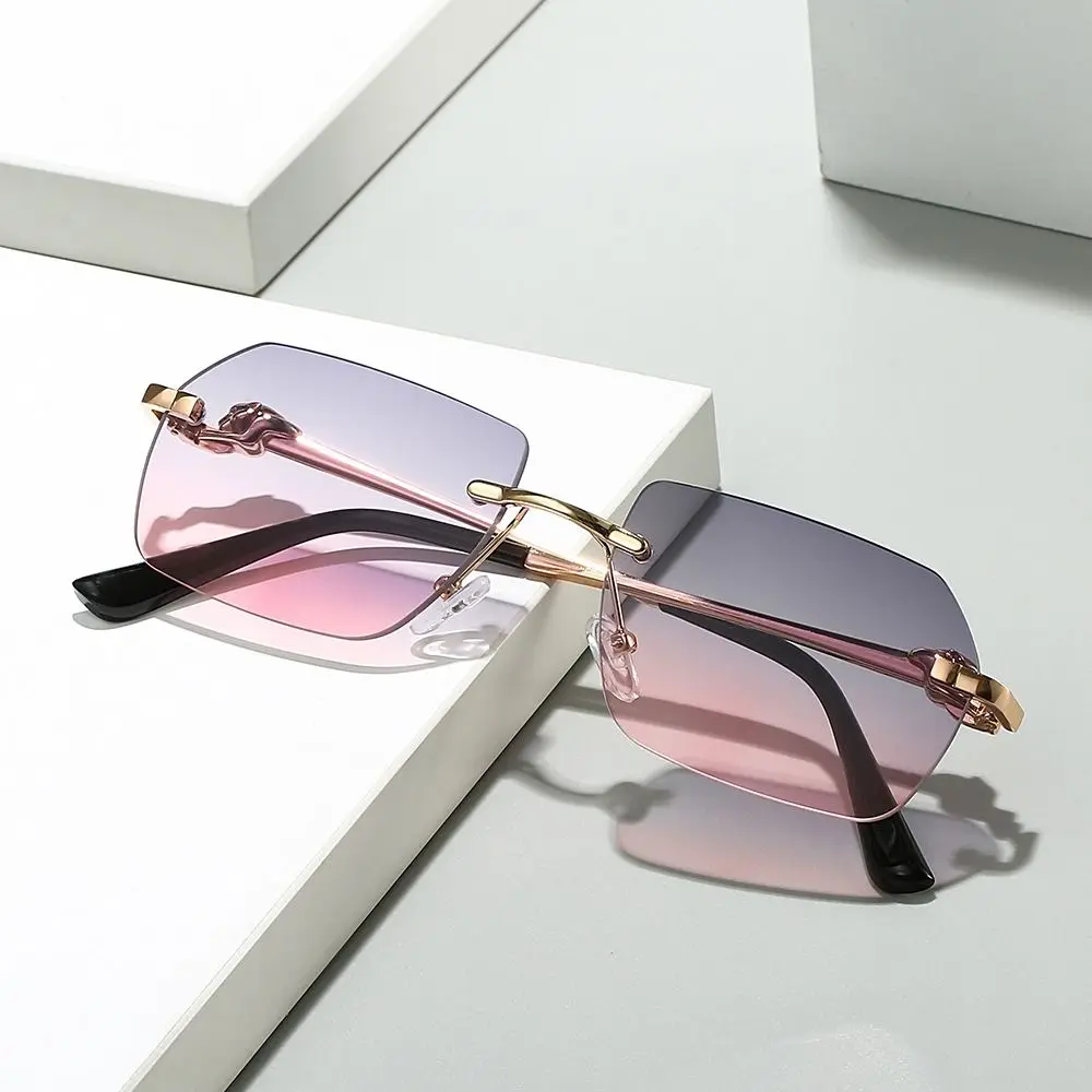 with Leopard Temples Edge-Cut Sunglasses Irregular Shape Frameless Street Shades Summer UV Protection Sun Glasses
with Leopard Temples Edge-Cut Sunglasses Irregular Shape Frameless Street Shades Summer UV Protection Sun Glasses