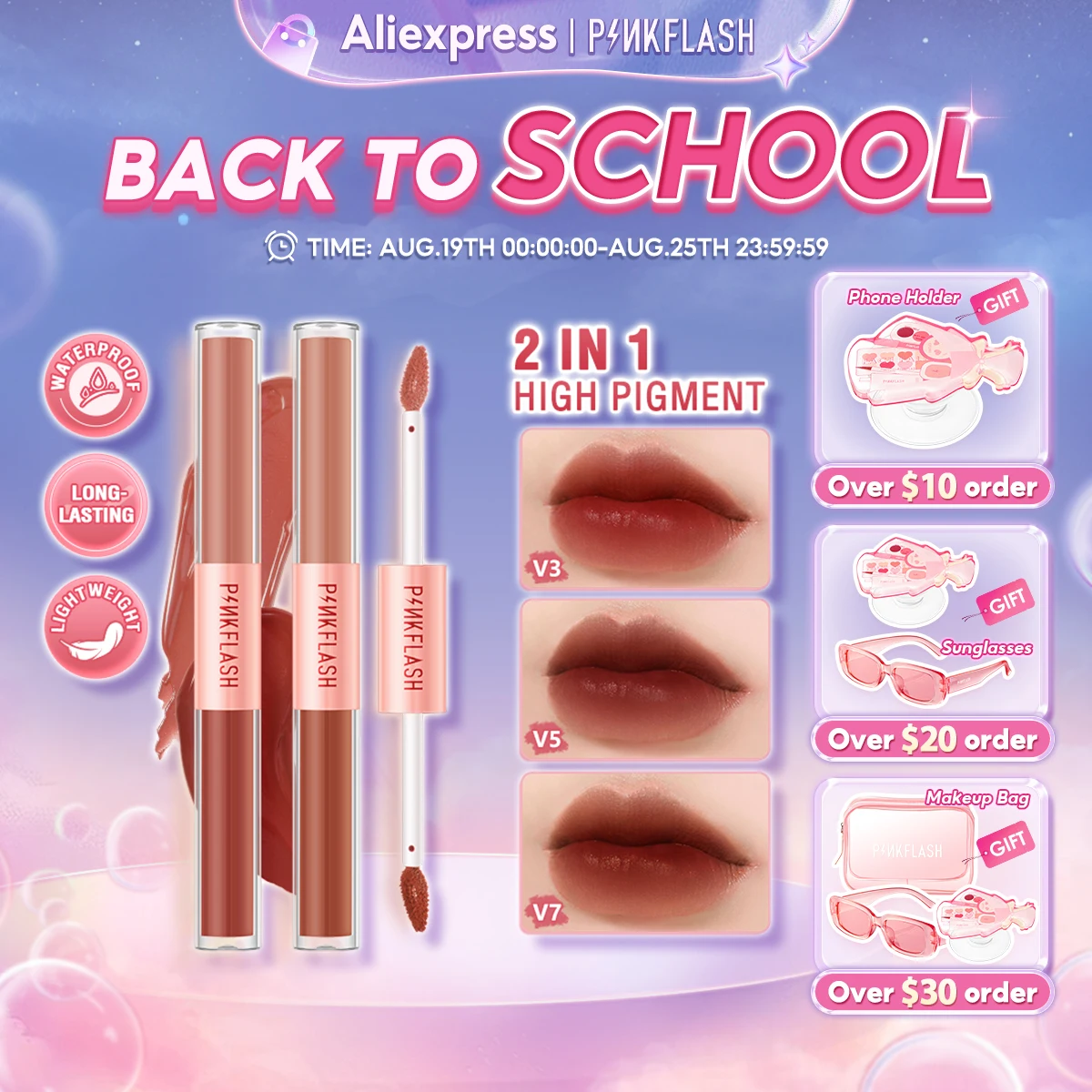 PINKFLASH 2 In 1 Dual-head Velvet Liquid Lipstick Long-lasting Matte Lip Gloss High Pigment Lightweight Liptint Makeup Cosmetics
PINKFLASH 2 In 1 Dual-head Velvet Liquid Lipstick Long-lasting Matte Lip Gloss High Pigment Lightweight Liptint Makeup Cosmetics