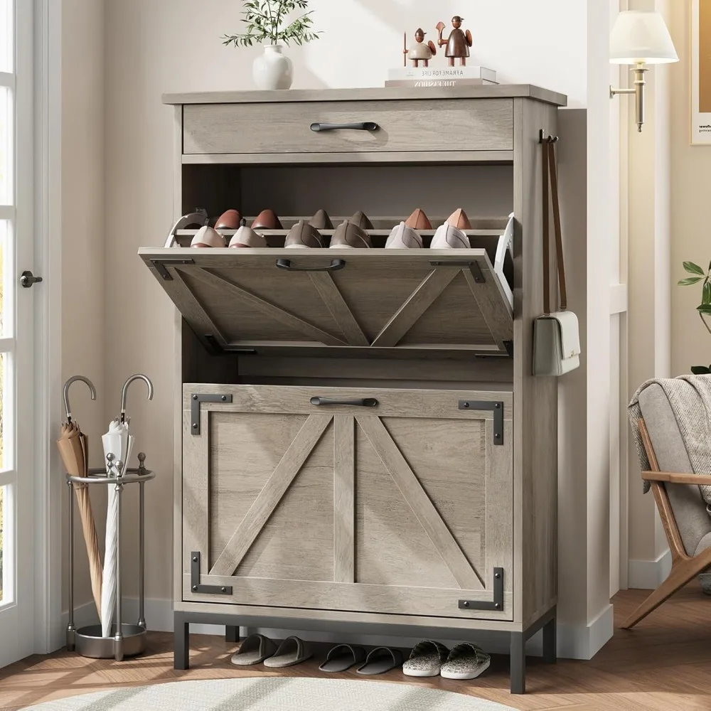 Shoe Cabinet Storage for Entryway Hidden Shoes Storage Cabinet with 2 Flip Drawers, Farmhouse Narrow Shoe Rack Cabinet Slim Free
Shoe Cabinet Storage for Entryway Hidden Shoes Storage Cabinet with 2 Flip Drawers, Farmhouse Narrow Shoe Rack Cabinet Slim Free
