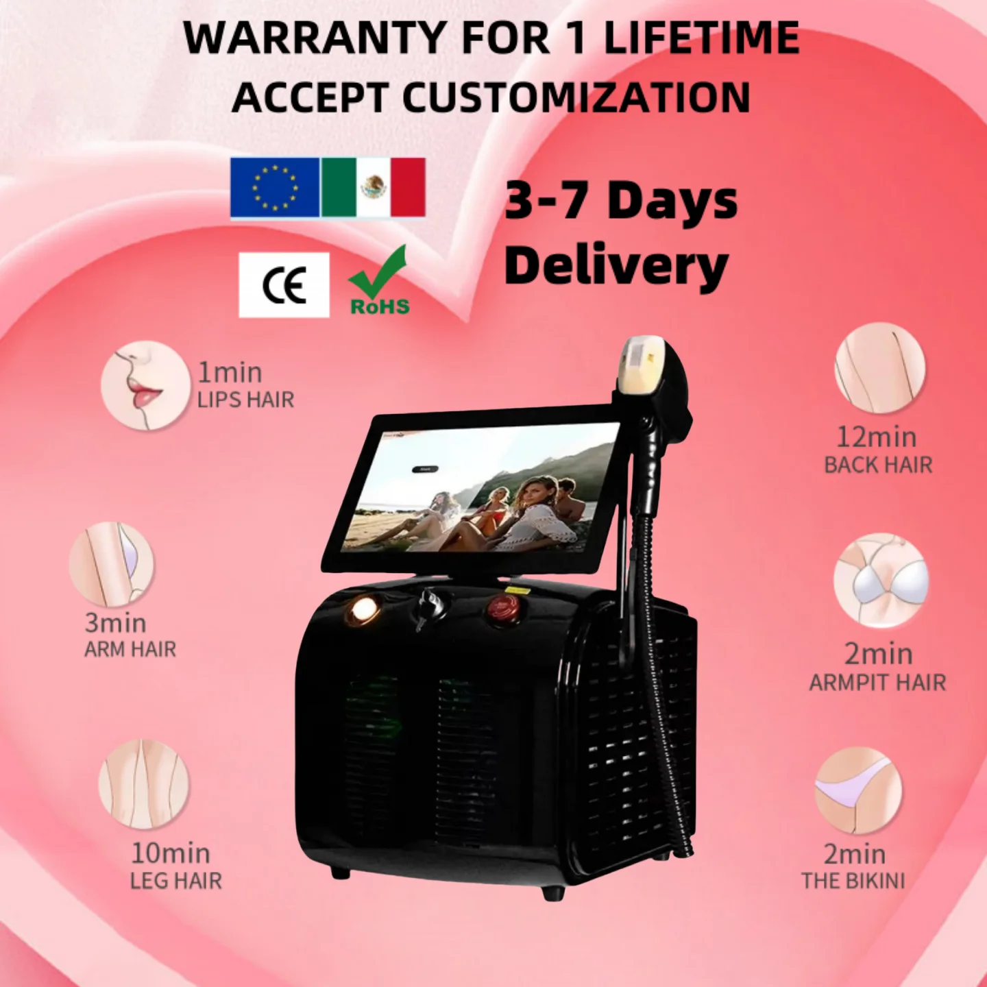 Professional Portable 6000W Soprano Titanium Diode Laser Hair Removal Machine High Power Alexandrite Laser 808nm 755nm 1064nm
Professional Portable 6000W Soprano Titanium Diode Laser Hair Removal Machine High Power Alexandrite Laser 808nm 755nm 1064nm