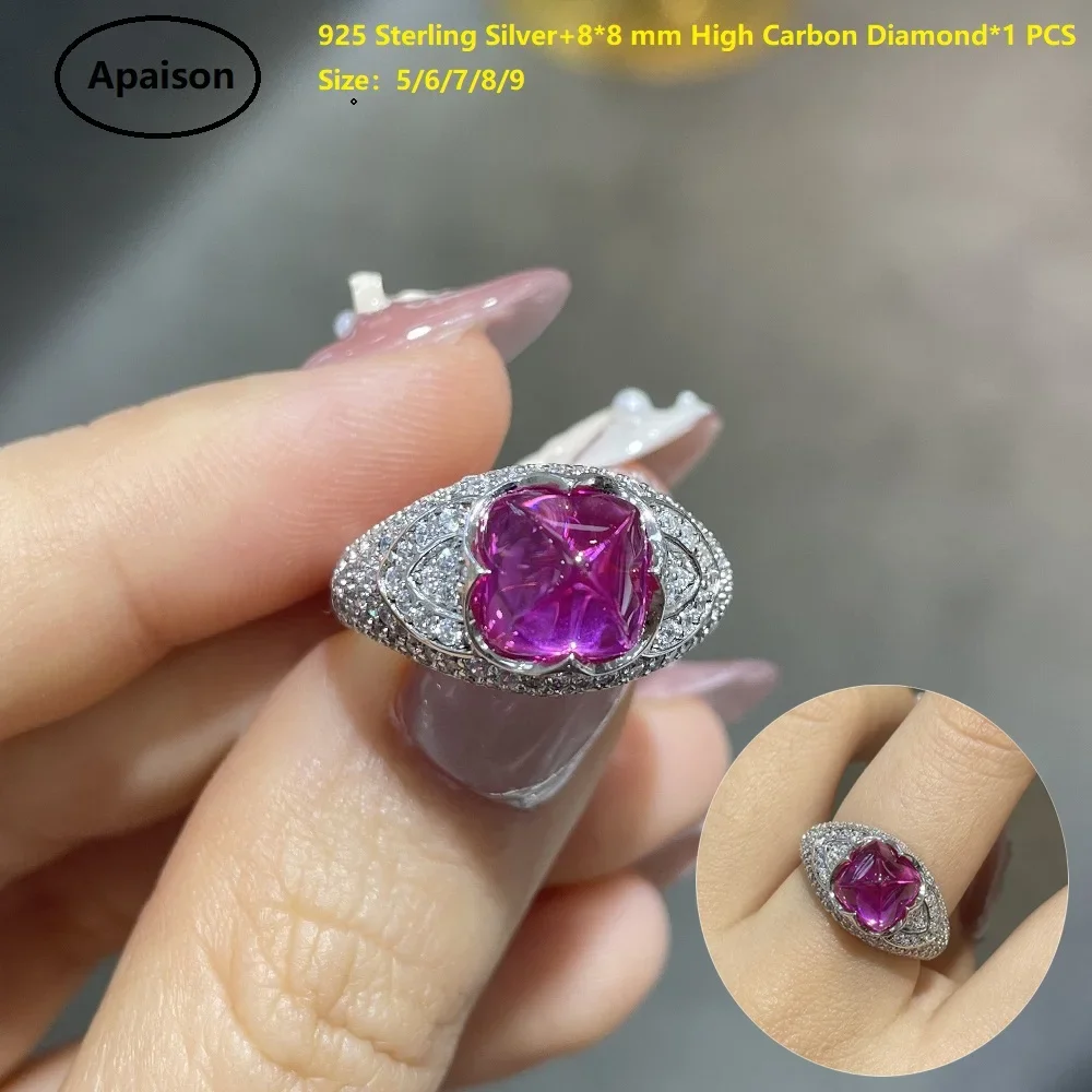 Apaison 925 Sterling Silver 8*8 mm High Carbon Diamond Ring Hiphop Prom Party Jewelry Rings For Women Gift
Apaison 925 Sterling Silver 8*8 mm High Carbon Diamond Ring Hiphop Prom Party Jewelry Rings For Women Gift