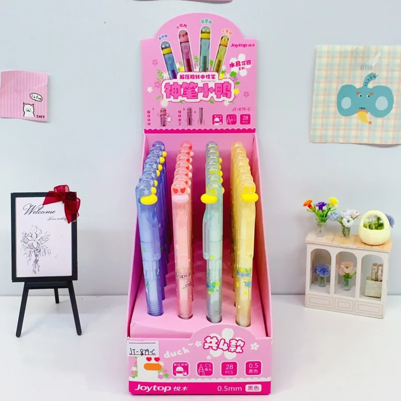 28pcs/lot Creative Duck Press Gel Pen Cute 0.5mm Neutral Pen School writing Supplies Promotional Gift
28pcs/lot Creative Duck Press Gel Pen Cute 0.5mm Neutral Pen School writing Supplies Promotional Gift