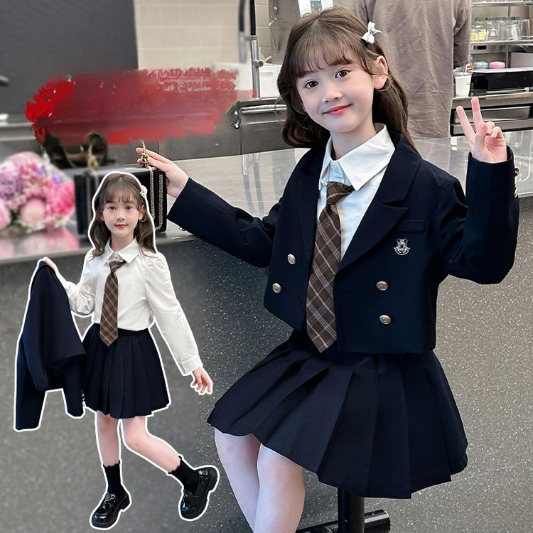 autumn school style teenager girls JK uniform clothes set suit jacket+white shirt+tie+Pleated skirt 4ps child junior kid outfits
autumn school style teenager girls JK uniform clothes set suit jacket+white shirt+tie+Pleated skirt 4ps child junior kid outfits