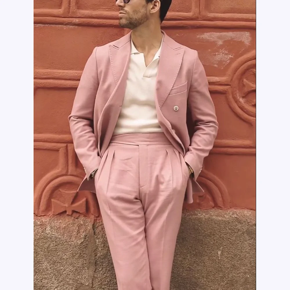 Pink Men's Suits Slim Fit 2 Piece Double Breasted Peak Lapel Formal Blazer Casual Man Set Daily Office High Street Jacket Pants
Pink Men's Suits Slim Fit 2 Piece Double Breasted Peak Lapel Formal Blazer Casual Man Set Daily Office High Street Jacket Pants