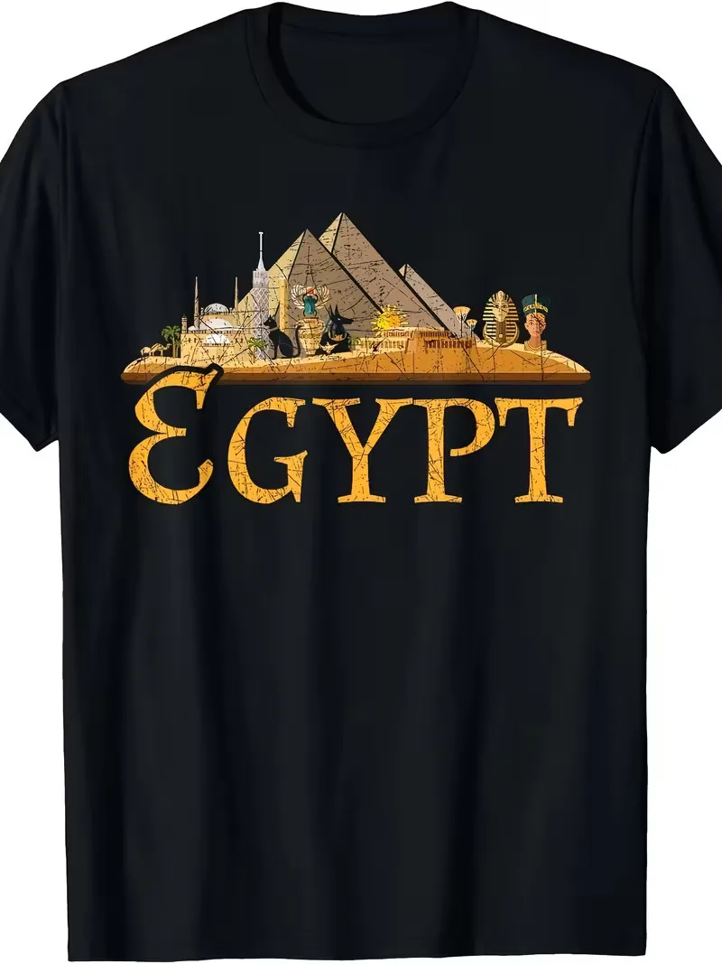 Egyptian Pyramids Graphic T-Shirt - 100% Cotton Crew Neck Casual Tee with Sphinx
Egyptian Pyramids Graphic T-Shirt - 100% Cotton Crew Neck Casual Tee with Sphinx
