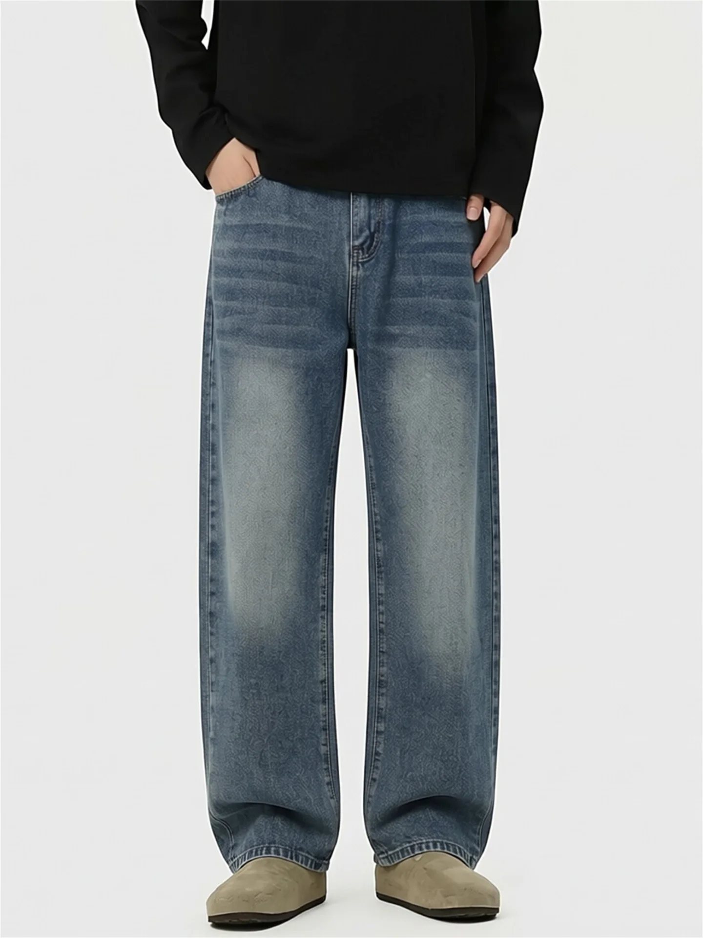 American Vintage Loose Straight Leg Men's Jeans Trendy High Street Versatile Wide Leg Pants Casual mid Waist Water Wa
American Vintage Loose Straight Leg Men's Jeans Trendy High Street Versatile Wide Leg Pants Casual mid Waist Water Wa