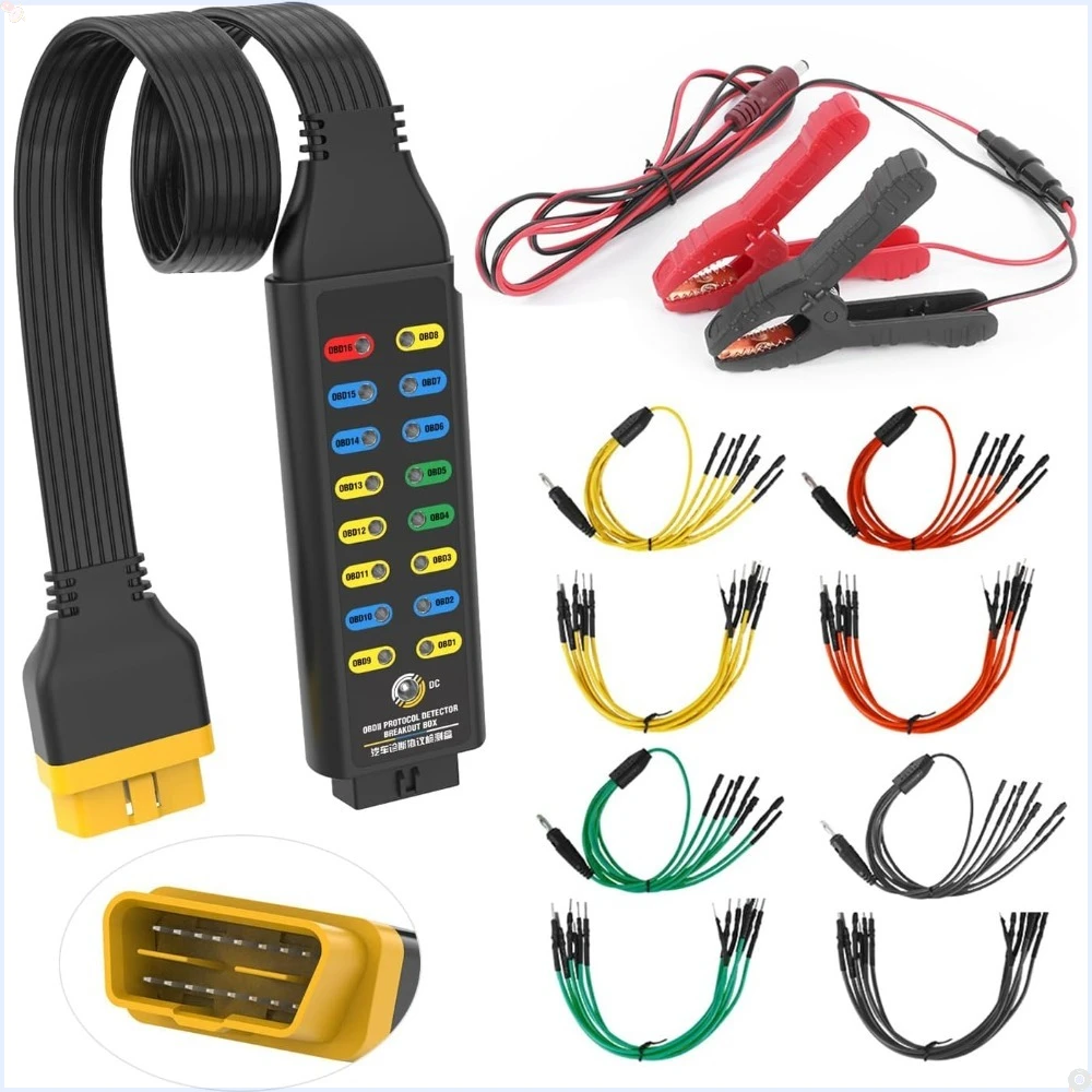 OBD2 Breakout Box, Automotive OBDII Protocol Detector Communication/Power/Ground Detection Breakout Box 16-Pin CAN 17.7 inches
OBD2 Breakout Box, Automotive OBDII Protocol Detector Communication/Power/Ground Detection Breakout Box 16-Pin CAN 17.7 inches