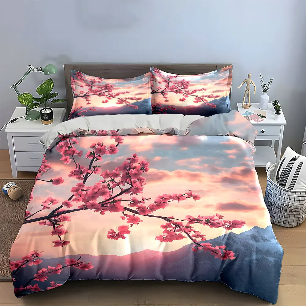 Cherry Blossom Mountain Sunset Decor Bedding Set with 1 Duvet Cover 2 Pillowcases Single Double King Queen, Gift
Cherry Blossom Mountain Sunset Decor Bedding Set with 1 Duvet Cover 2 Pillowcases Single Double King Queen, Gift