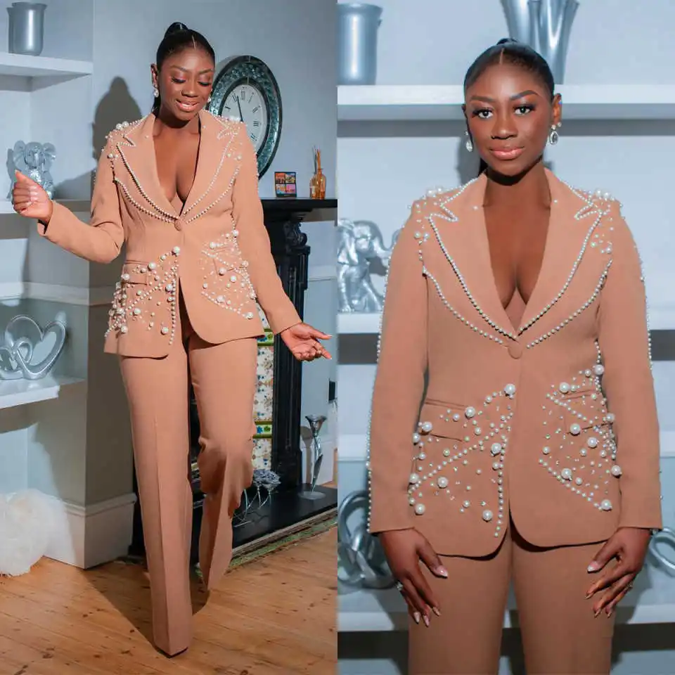 Glitter Pearl Women's Suit 2 Piece Blazer Pants One Button Slim Fit Formal Office Lady Banquet Blazer Customized
Glitter Pearl Women's Suit 2 Piece Blazer Pants One Button Slim Fit Formal Office Lady Banquet Blazer Customized