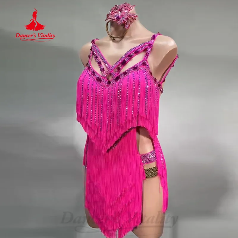 Latin Dance Outfit Women Customization High-end Luxury Rhinestone Sexy Backless Tassel Dress Adult Children Competition Dresses
Latin Dance Outfit Women Customization High-end Luxury Rhinestone Sexy Backless Tassel Dress Adult Children Competition Dresses
