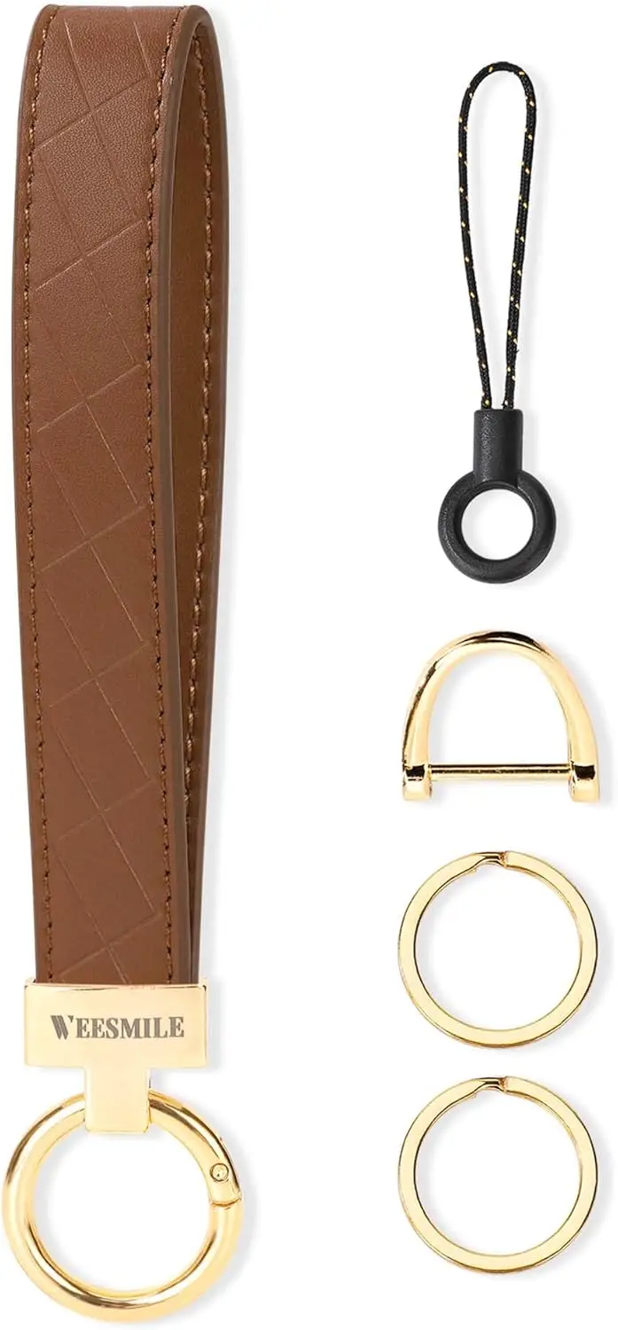 Leather Wristlet Keychain, Car Wrist Key Chain Bracelet with 2 Key Rings & D Ring, Cute Wrist Lanyard for Women Men
Leather Wristlet Keychain, Car Wrist Key Chain Bracelet with 2 Key Rings & D Ring, Cute Wrist Lanyard for Women Men