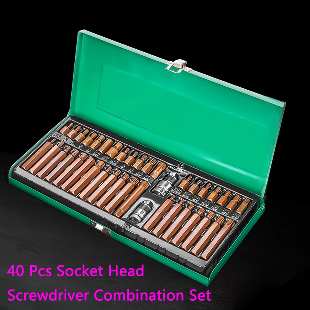 40 Pcs Socket Head Screwdriver Combination Set 3/8"1/2" Adapter Inner Twelve-pointed Star Bit, Auto Repair Hand Tool Accessories
40 Pcs Socket Head Screwdriver Combination Set 3/8"1/2" Adapter Inner Twelve-pointed Star Bit, Auto Repair Hand Tool Accessories